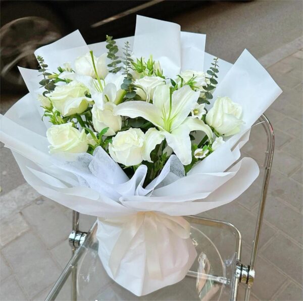 Pure White Lily Bouquet 💐🤍 - A Symbol of Purity and Nobility - Image 6