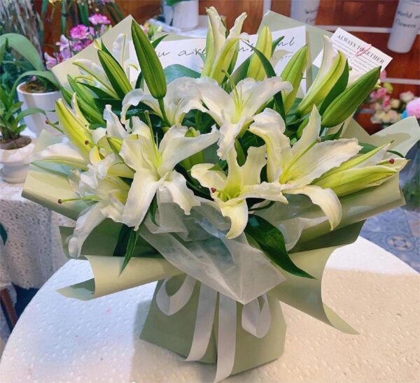 Pure White Lily Bouquet 💐🤍 - A Symbol of Purity and Nobility - Image 5