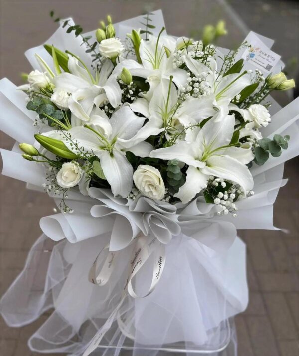 Pure White Lily Bouquet 💐🤍 - A Symbol of Purity and Nobility