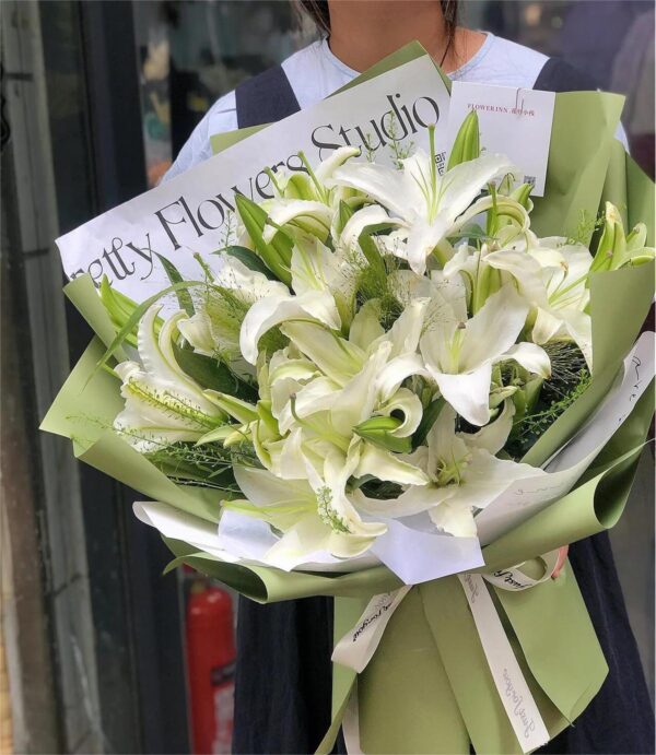 Pure White Lily Bouquet 💐🤍 - A Symbol of Purity and Nobility - Image 3